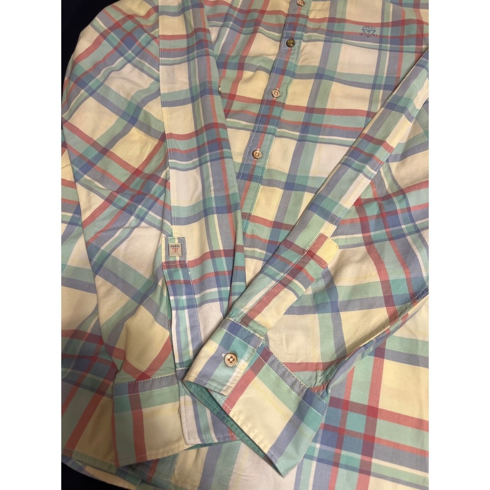 Guess Los Angeles 1981 Men's Button Down Plaid Shirt Easter Slim Fit Size XL - Picture 4 of 11